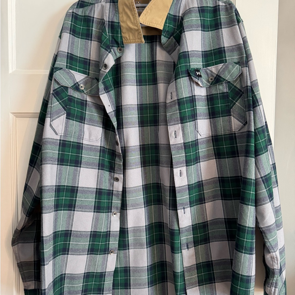 Under Armour Green and Gray Plaid Men's Shirt